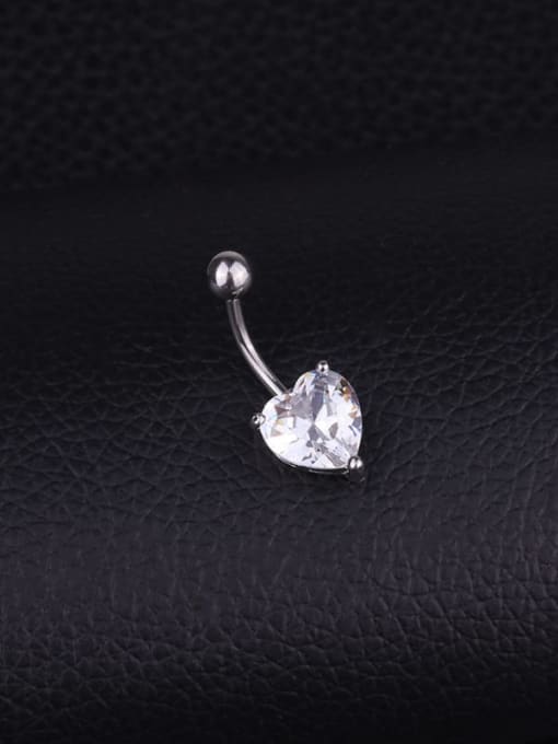 HISON Stainless steel Cubic Zirconia Heart Minimalist Belly Rings & Belly Bars 1