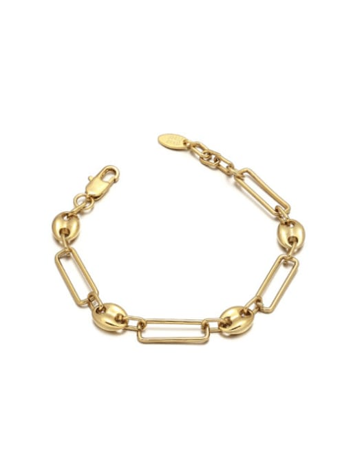 golden Brass Geometric Chain Vintage Link Bracelet