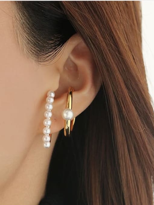 ACCA Brass Imitation Pearl Geometric Vintage Single Earring 1
