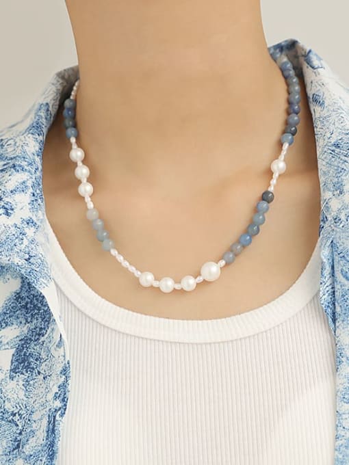 TINGS Brass Imitation Pearl Geometric Vintage Necklace 2