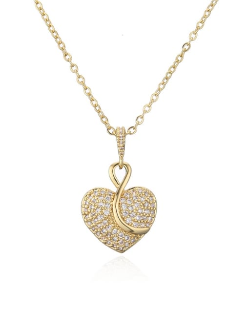 21104 Brass Cubic Zirconia  Vintage Heart Pendant Necklace