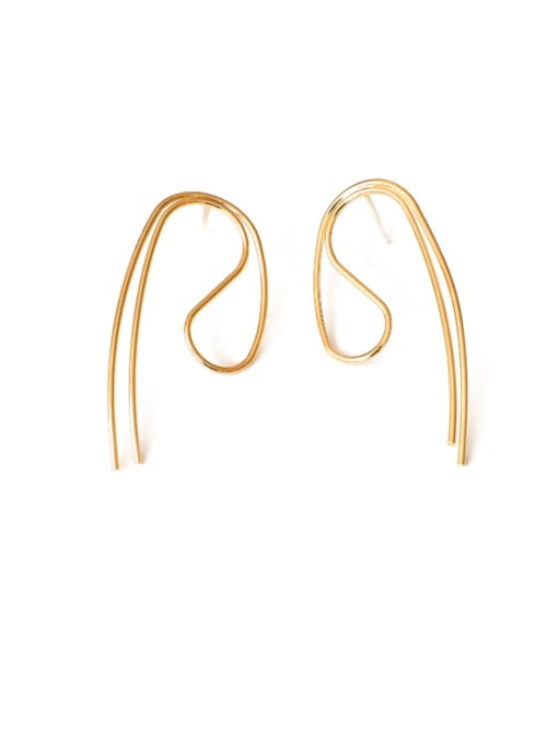 ACCA Brass Geometric Vintage Curved lines Drop Earring 0