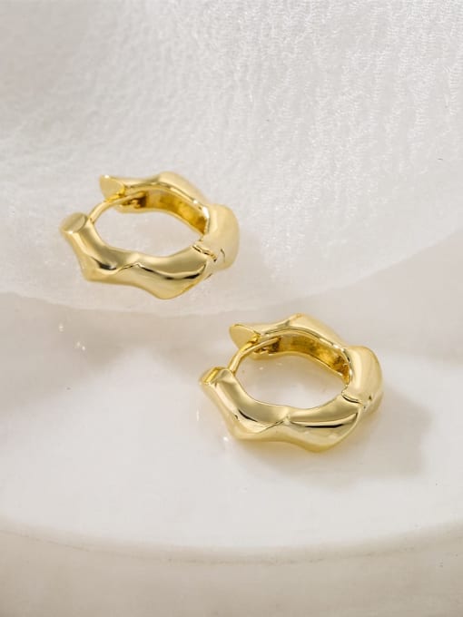 41526 Brass Hollow   Geometric Minimalist Huggie Earring