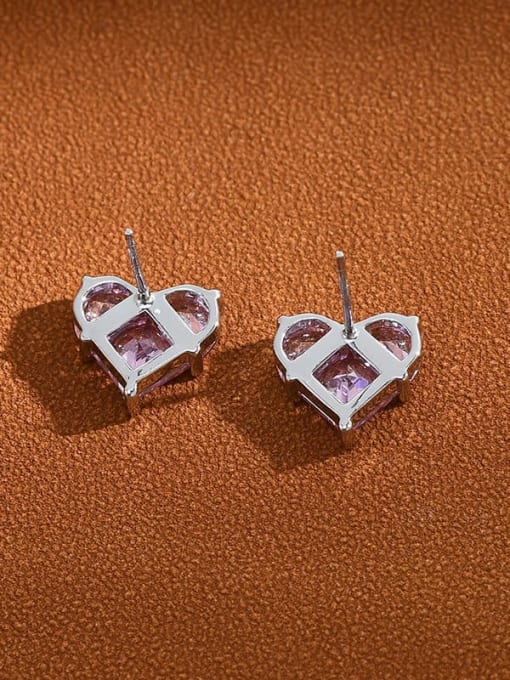 YOUH Brass Cubic Zirconia Heart Minimalist Stud Earring 1