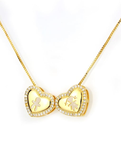 Gilded men and Girl Brass Cubic Zirconia Heart Dainty Necklace