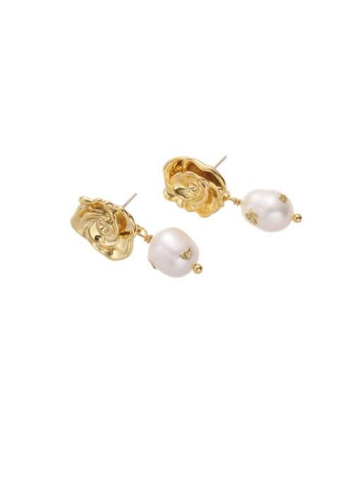 ACCA Brass Imitation Pearl Irregular Hip Hop Drop Earring 0