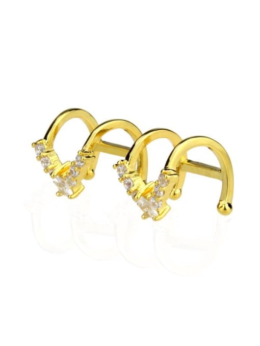 renchi Brass Geometric Cubic Zirconia  Minimalist Clip Earring 0