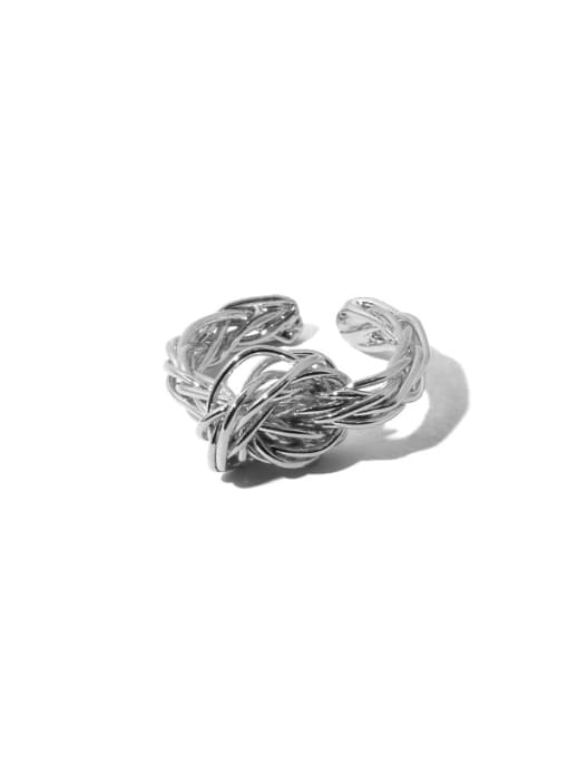 Platinum Brass Line entangled and knotted  Hip Hop Band Ring