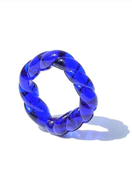 Five Color Hand Glass Square Minimalist Band Ring 2