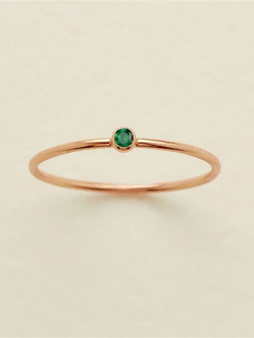 May Green Rose Gold Stainless steel Birthstone Geometric Minimalist Band Ring
