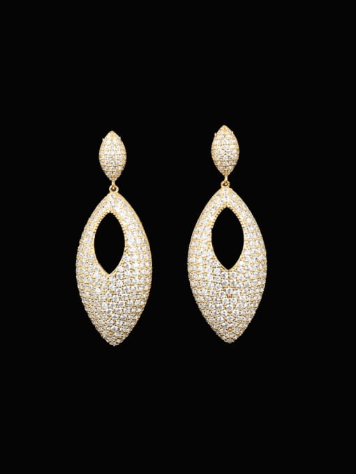 OUOU Brass Cubic Zirconia Water Drop Geometric Luxury Cluster Earring 1