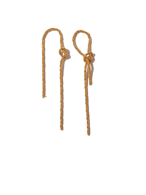 Gold (two ways to wear) Brass knot Vintage  tassel  Threader Earring