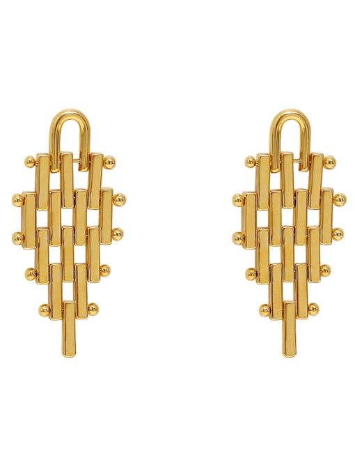 HYACINTH Brass Geometric Vintage U-shaped buckle Stud Earring 0