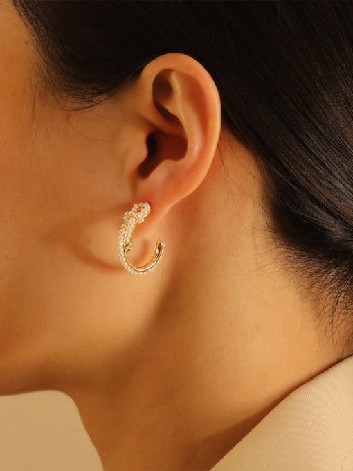 HYACINTH Brass Imitation Pearl Geometric Bohemia Stud Trend Korean Fashion Earring 1
