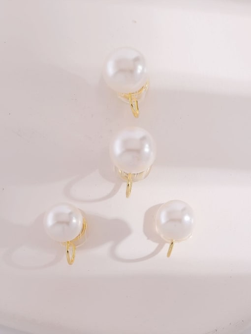 HYACINTH Brass Imitation Pearl Round Minimalist Stud Earring 2