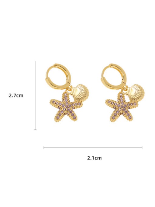 Five Color Brass Cubic Zirconia Sea  Star Minimalist Huggie Earring 2