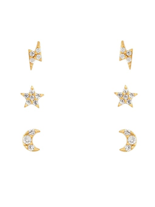COLSW Brass Cubic Zirconia Star Minimalist Stud Earring 0