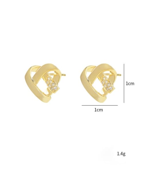 YOUH Brass Cubic Zirconia Geometric Trend Stud Earring 2