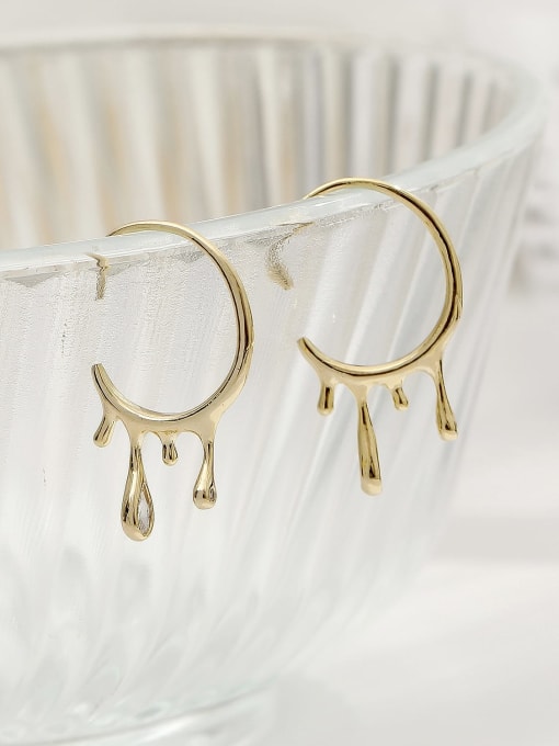 HYACINTH Brass Smooth Water Drop Minimalist Huggie Trend Korean Fashion Earring 2