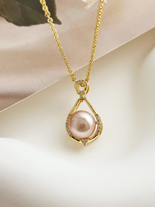 necklace Brass Freshwater Pearl Geometric Dainty Necklace