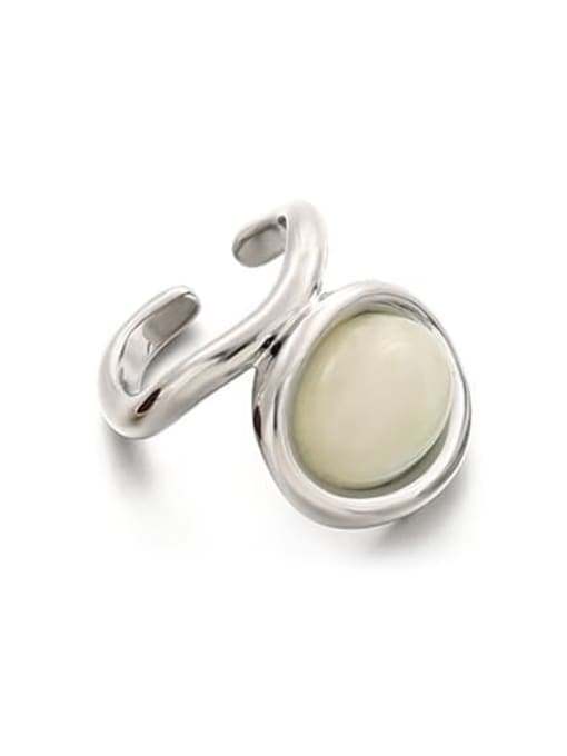 White natural stone (sold separately) Brass Natural Color Treasure Topaz Irregular Vintage Single Earring