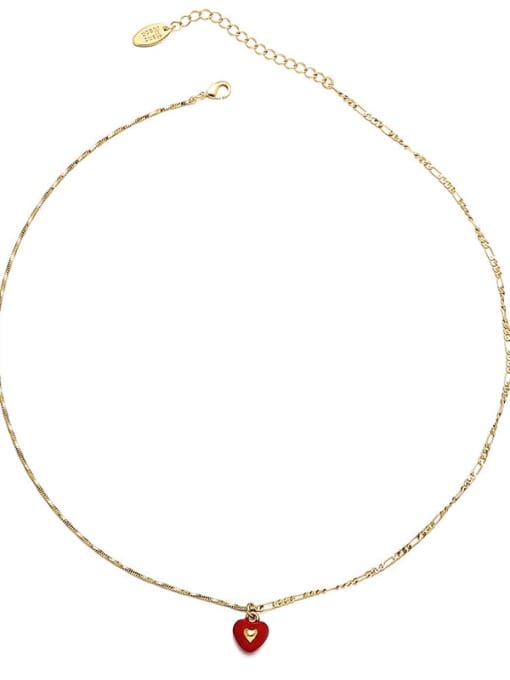 necklace Dainty Heart Brass Cubic Zirconia Enamel Bracelet and Necklace Set