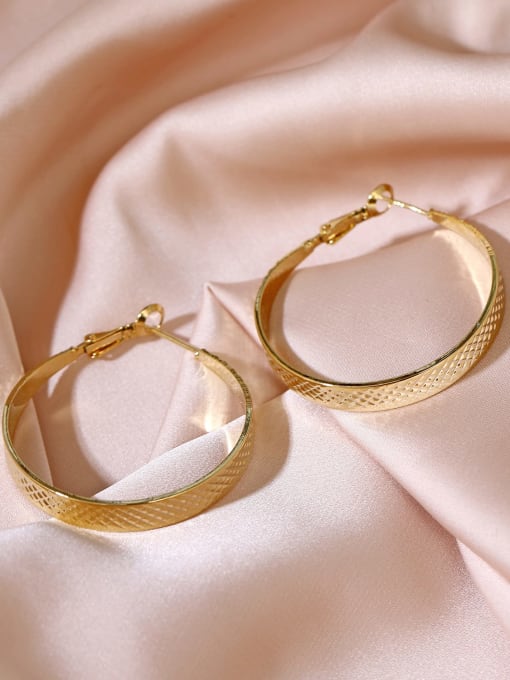 14k gold Brass Smooth Round Vintage Hoop Earring