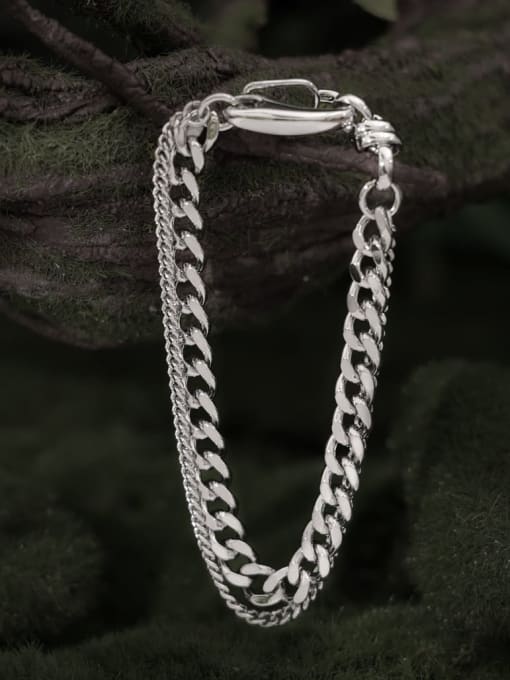 TINGS Brass Geometric Hip Hop Link Double Layer Chain Bracelet 2