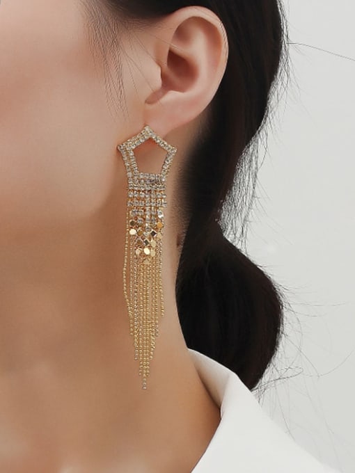 HYACINTH Copper Cubic Zirconia Tassel Dainty Drop Trend Korean Fashion Earring 1