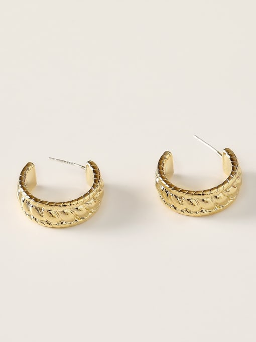14k Gold Brass Geometric Vintage Stud Trend Korean Fashion Earring
