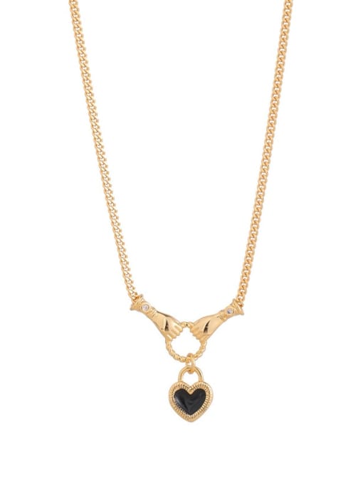 Five Color Brass Enamel Heart Vintage Beaded Necklace 3