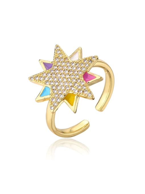 11665 Brass Cubic Zirconia Five-Pointed Star Vintage Band Ring