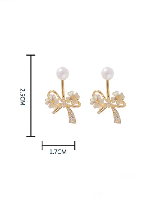 HYACINTH Brass Cubic Zirconia Bowknot Minimalist Stud Earring 2
