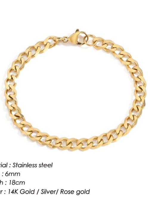 Gold 6mm 18cm Stainless steel Irregular Vintage Link Bracelet