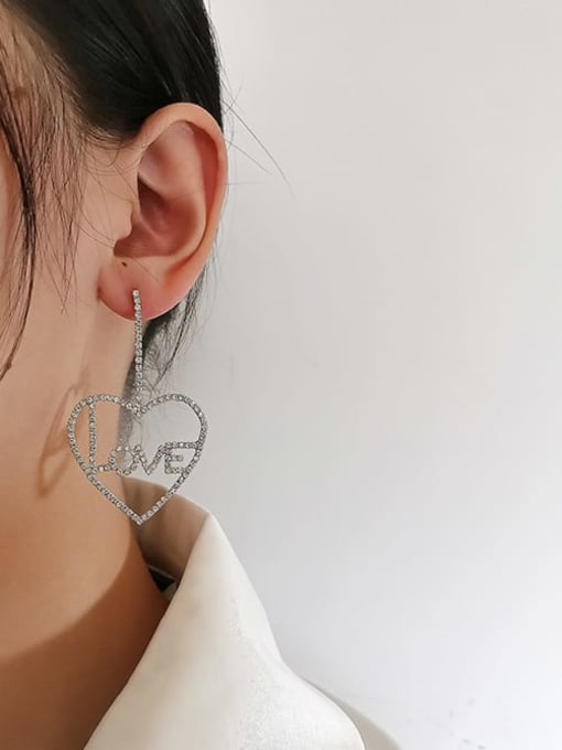 HYACINTH Copper Cubic Zirconia Heart Statement Drop Trend Korean Fashion Earring 1