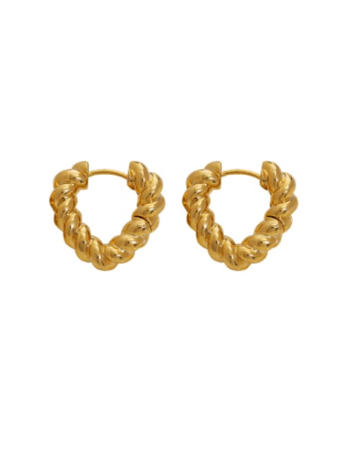 18k gold Brass Twist  Heart Vintage Huggie Earring