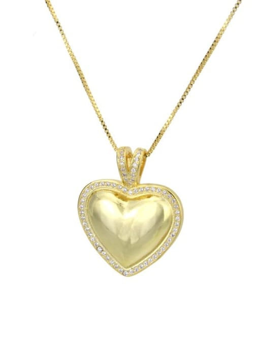 renchi Brass Rhinestone minimalist Heart Pendant Necklace 1