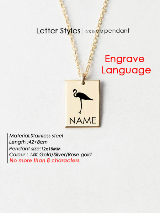 Gold DW 94 Stainless steel  Laser Letter Animal Minimalist Geometry Pendant Necklace