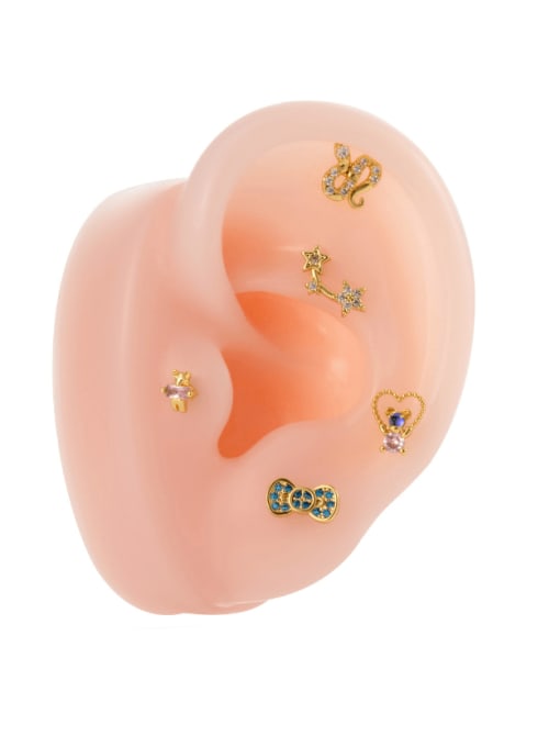 HISON Brass Cubic Zirconia Bowknot Minimalist Single Earring 1