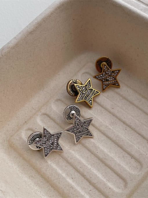 ZRUI Brass Pentagram Vintage Stud Earring 3