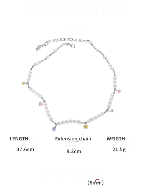Five Color Brass Imitation Pearl Tassel Minimalist Beaded Necklace 3