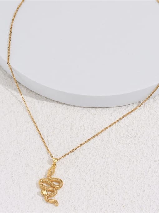 AOG Brass  Vintage Snake Pendant Necklace 2