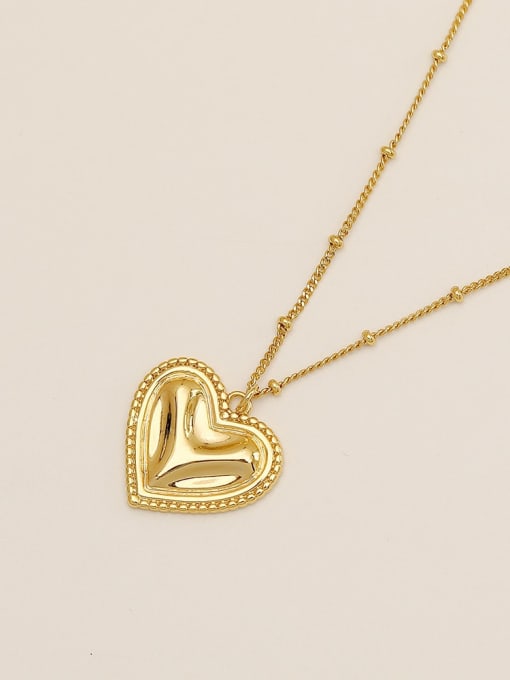 14k gold Brass Smooth Heart Vintage  Pendant Trend Korean Fashion Necklace