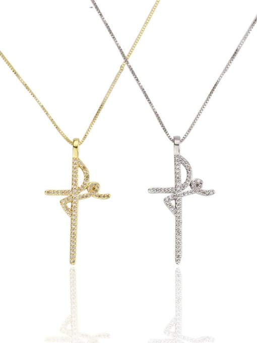 renchi Brass Cubic Zirconia Cross Minimalist Regligious Necklace 0
