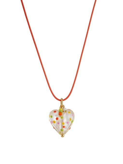 Model 10 (sold with the same earrings) Brass Enamel Heart Cute Necklace