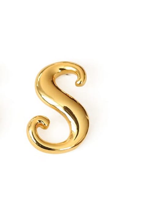 s Ear Stud （Single） Brass Letter Minimalist  Stud Earring(single)