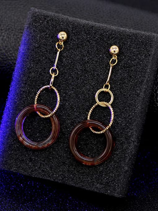 Bloodstone Copper Acrylic Round Minimalist Drop Trend Korean Fashion Earring