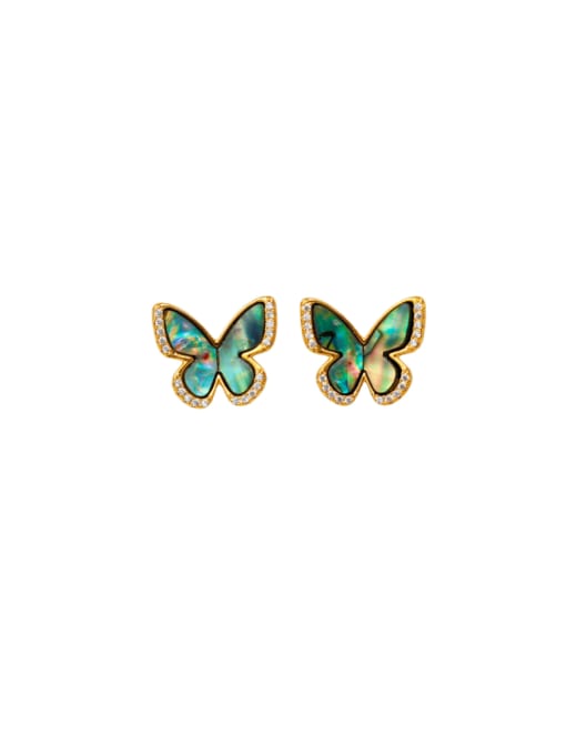 HYACINTH Brass Enamel Butterfly Trend Stud Earring 0