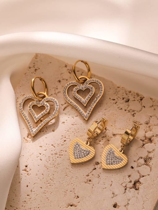 AOG Titanium Steel Rhinestone Heart Hip Hop Drop Earring