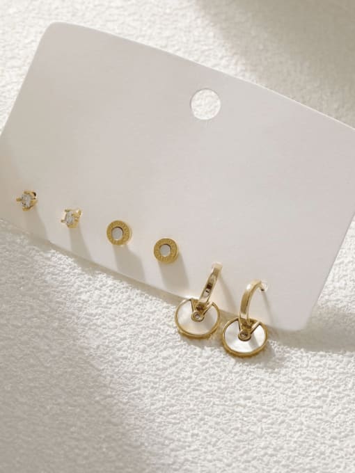 HYACINTH Brass Shell Geometric Minimalist Stud Earring 2